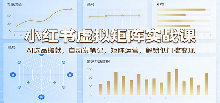 小红书虚拟矩阵实战课：AI选品搬款，自动发笔记，矩阵运营，解锁低门槛变现-极栈网络