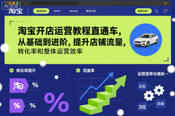 淘宝开店运营教程直通车，从基础到进阶，提升店铺流量，转化率和整体运营效率（更新26年3月24日）-小白项目网