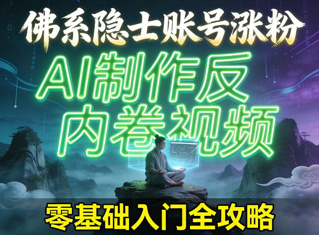 佛系隐士账号涨粉，AI制作反内卷视频，零基础入门全攻略-小白项目网