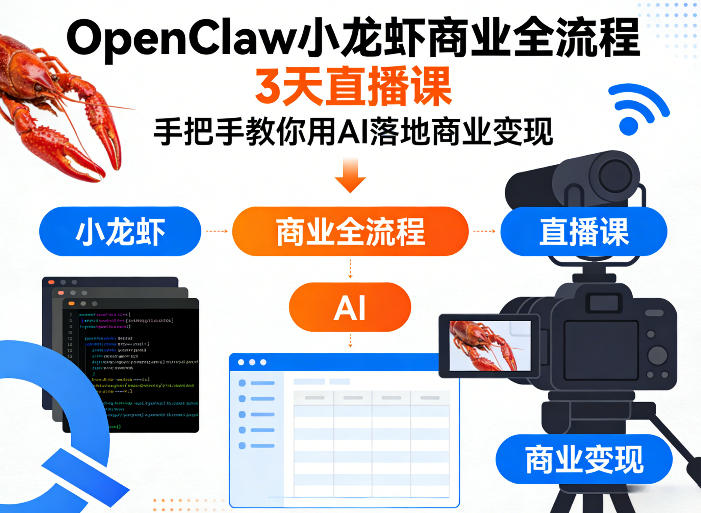 OpenClaw小龙虾商业全流程3天直播课，手把手教你用AI落地商业变现-皓哥创业笔记