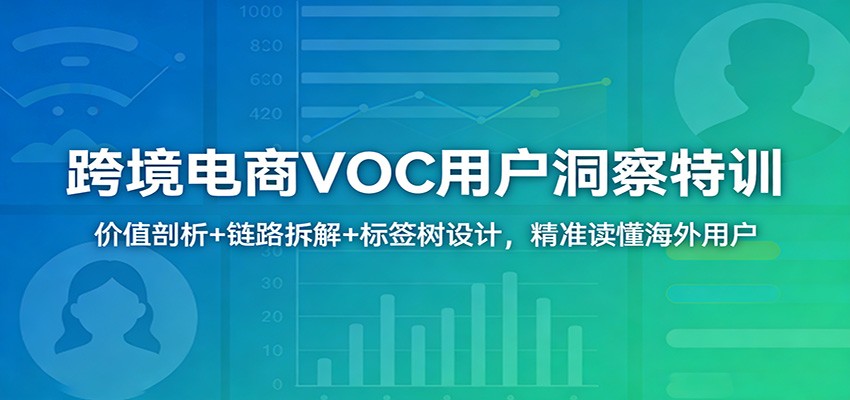 跨境电商VOC用户洞察特训：价值剖析+链路拆解+标签树设计，精准读懂海外用户-网亿资源平台