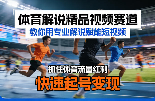 体育解说精品视频赛道，教你用专业解说赋能短视频，抓住体育流量红利，快速起号变现-怪兽网创俱乐部