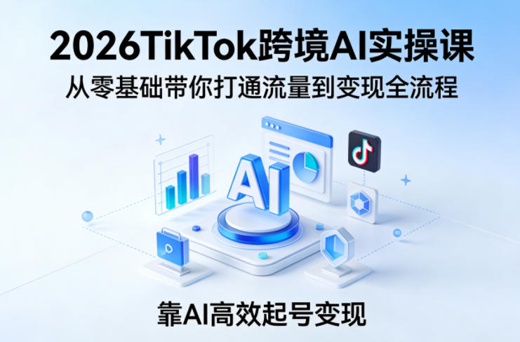 2026TikTok跨境AI实操课,从零基础带你打通流量到变现全流程,靠AI高效起号变现-网创百晓生