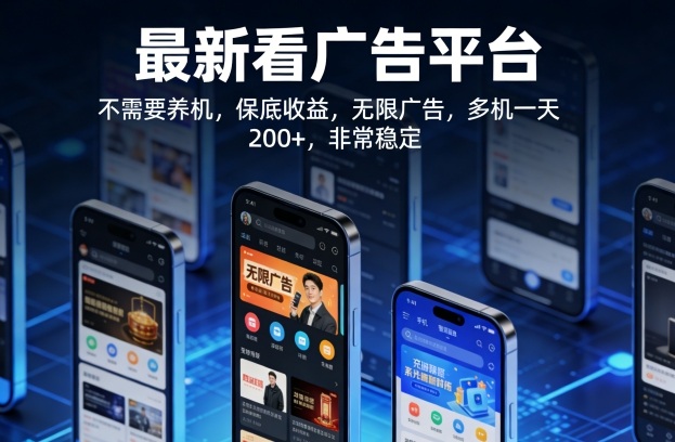 最新看广告平台,不需要养机,保底收益,无限广告,多机一天200+,非常稳定【揭秘】 最新看广告平台,不需要养机,保底收益,无限广告,多机一天200+,非常稳定【揭秘】