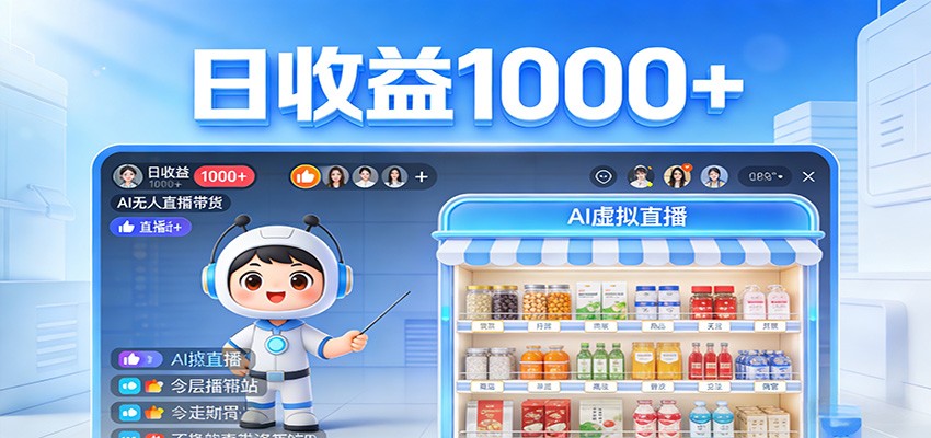 不用露脸不用说话,24小时自动卖货赚钱,全天自动直播,收益看得见-皓哥创业笔记