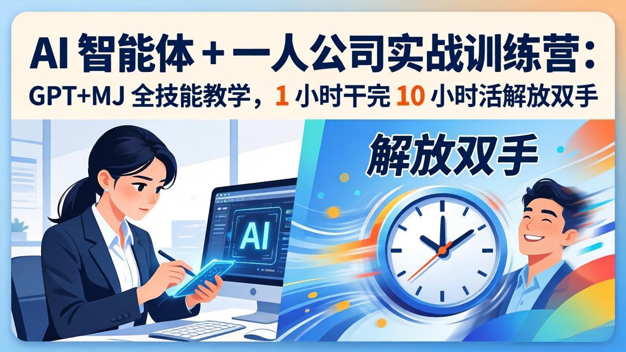 AI 智能体 + 一人公司实战训练营：GPT+MJ 全技能教学，1 小时干完 10 小时活解放双手-8楼易