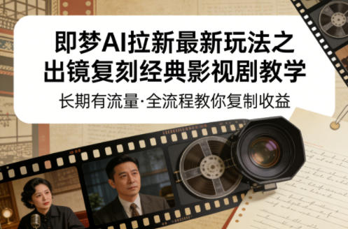 即梦AI拉新最新玩法之出镜复刻经典影视剧教学,长期有流量,全流程教你复制收益-皓哥创业笔记