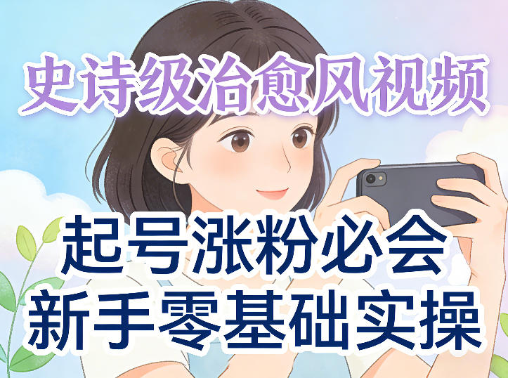 史诗级治愈风视频爆了，起号涨粉必会，新手零基础实操（实操+变现全讲解）-小白项目网