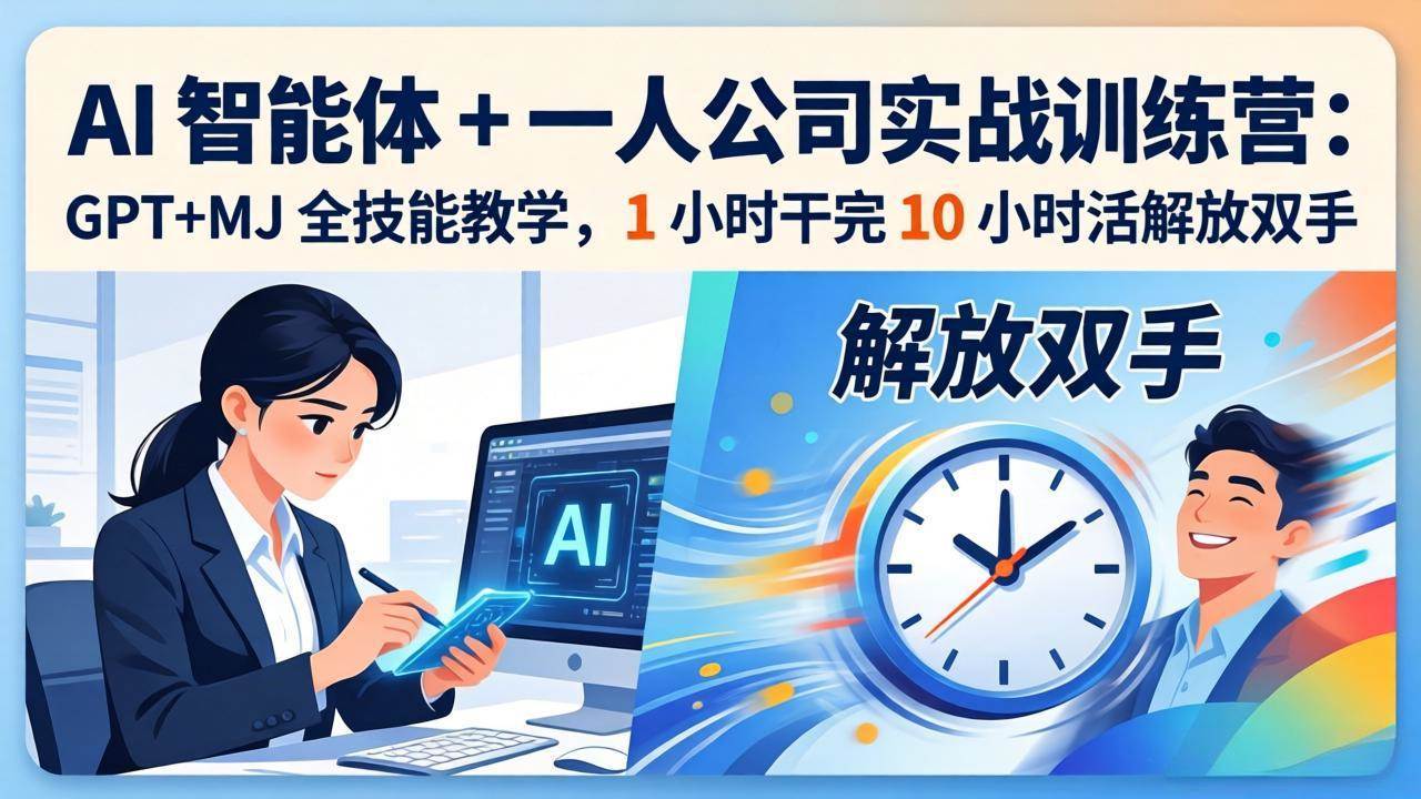 （17834期）AI 智能体 + 一人公司实战训练营：GPT+MJ 全技能教学，1 小时干完 10 小时活解放双手-网亿资源平台