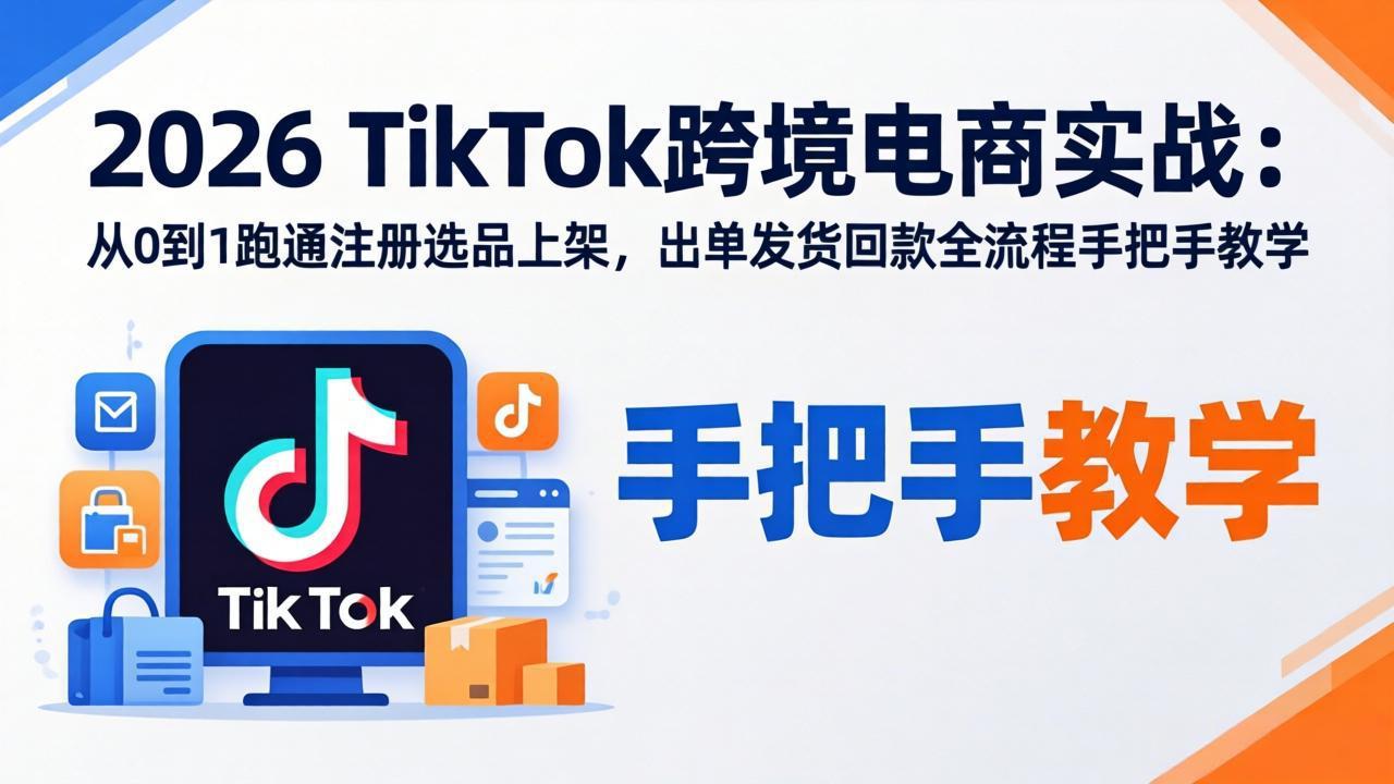 2026TikTok跨境电商实战：从0到1跑通注册选品上架，出单发货回款全流程手把手教学-8楼易