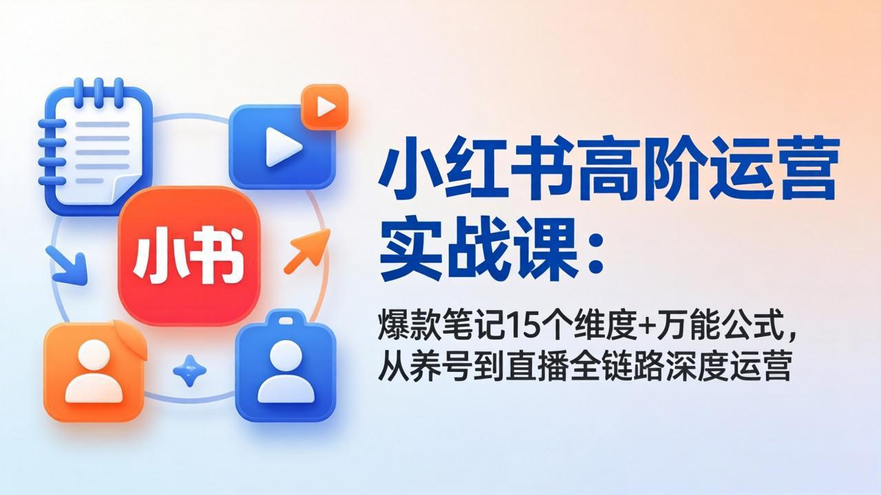 小红书高阶运营实战课：爆款笔记15个维度+万能公式，从养号到直播全链路深度运营-8楼易