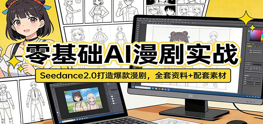 零基础AI漫剧实战：Seedance2.0打造爆款漫剧，全套资料+配套素材-极栈网络