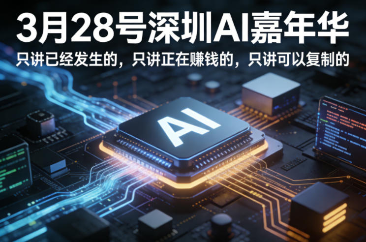 3月28号深圳AI嘉年华，只讲已经发生的，只讲正在賺钱的，只讲可以复制的-怪兽网创俱乐部