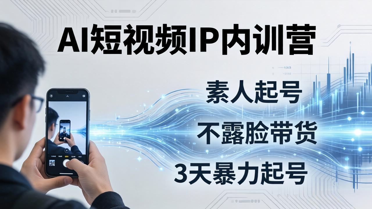 2026AI短视频IP内训营：从素人起号到不露脸带货，3天暴力起号全流程拆解-小白项目网