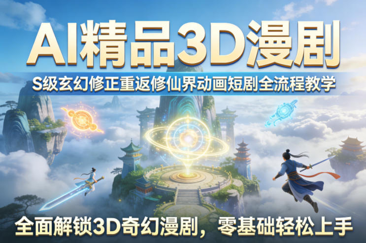 AI精品3D漫剧S级玄幻修正重返修仙界动画短剧全流程教学，全面解锁3D奇幻漫剧，零基础轻松上手-小白项目网