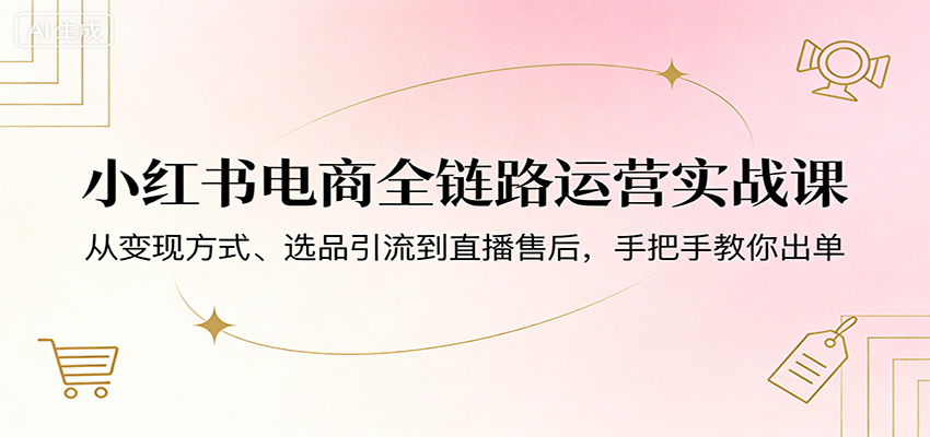 小红书电商全链路运营实战课：从变现方式、选品引流到直播售后，手把手教你出单-小白项目网