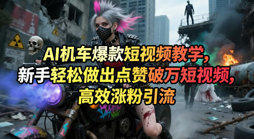 AI机车爆款短视频教学，新手轻松做出点赞破万短视频，高效涨粉引流-皓哥创业笔记