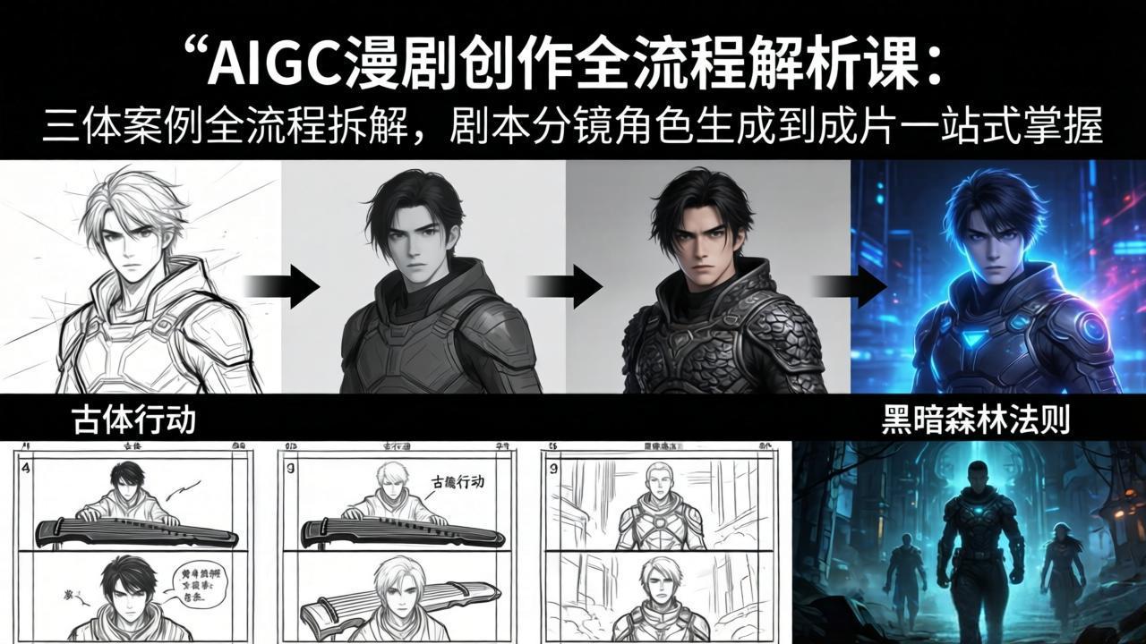 AIGC漫剧创作全流程解析课：三体案例全流程拆解，剧本分镜角色生成到成片一站式掌握-小白项目网