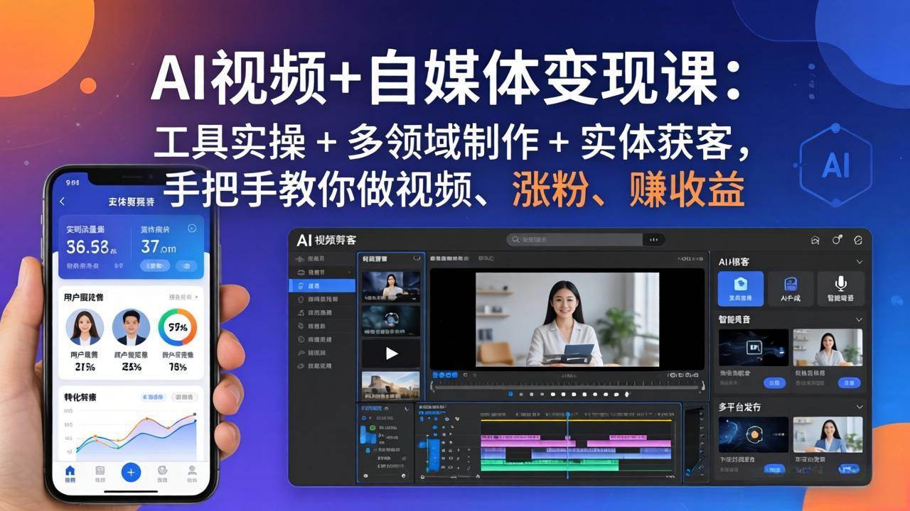 （17891期）AI视频+自媒体变现课：工具实操 + 多领域制作 + 实体获客，手把手教你做视频、涨粉、赚收益-邪修侠 - 演示