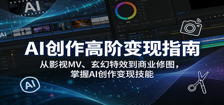AI创作高阶变现指南：从影视MV、玄幻特效到商业修图，掌握AI创作变现技能-极栈网络