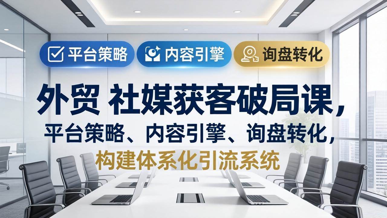 （17901期）外贸 社媒获客破局课，平台策略、内容引擎、询盘转化，构建体系化引流系统（更新26年3月）-优优云网创