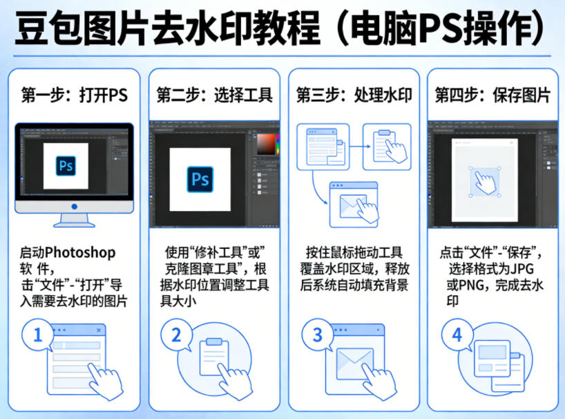 豆包图片去水印教程，电脑PS操作教程-领学通
