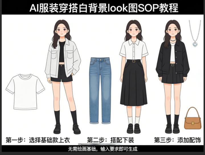 AI服装穿搭白背景look图SOP教程，不用会画画，提几句具体要求，AI就能还你一个奇迹-皓哥创业笔记