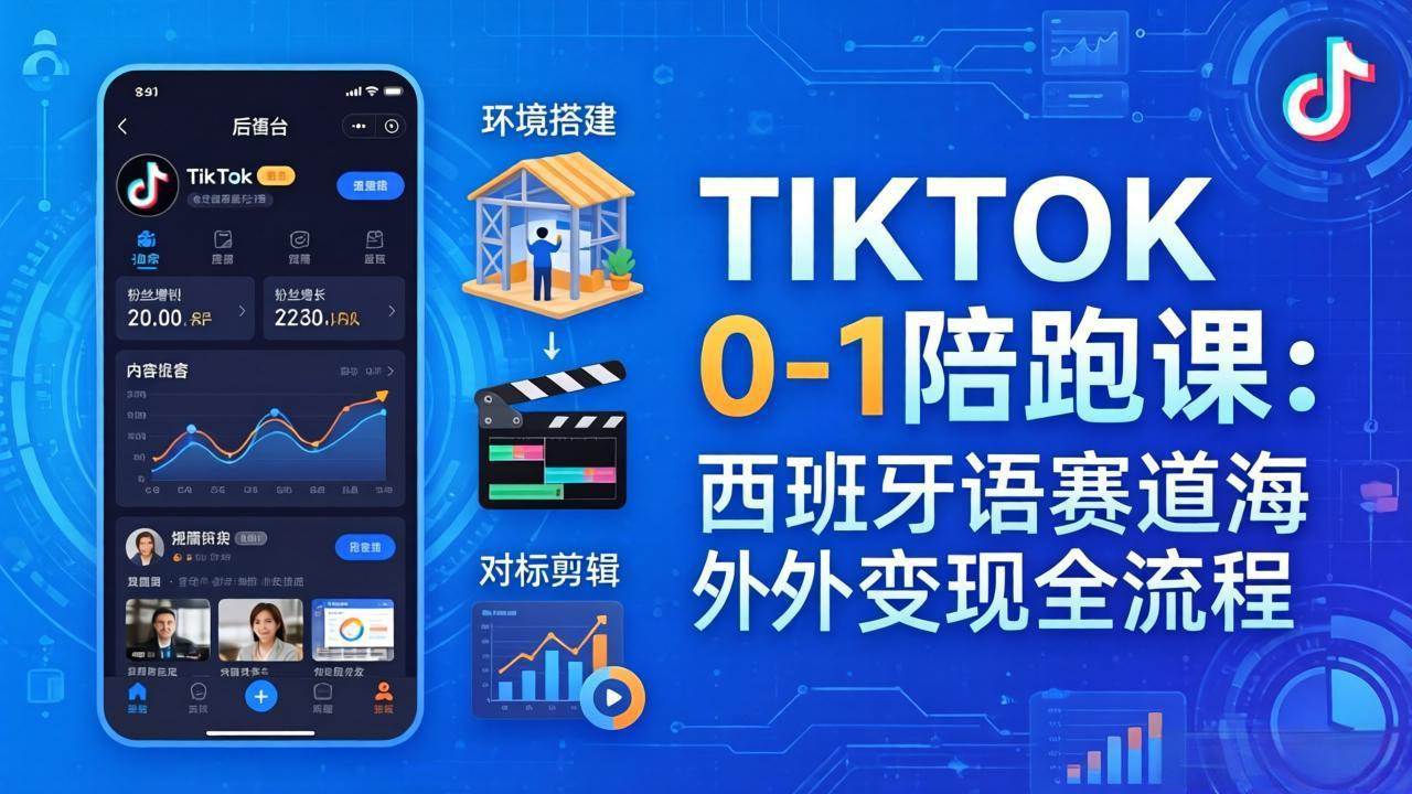 (17908期)TIKTOK 0-1 陪跑课:从环境搭建到刷对标剪辑,西班牙语赛道海外变现全流程-皓哥创业笔记