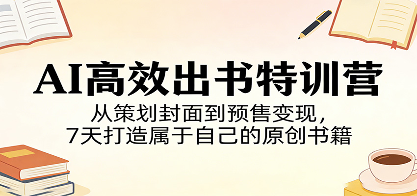 AI高效出书特训营：从策划封面到预售变现，7天打造属于自己的原创书籍-极栈网络