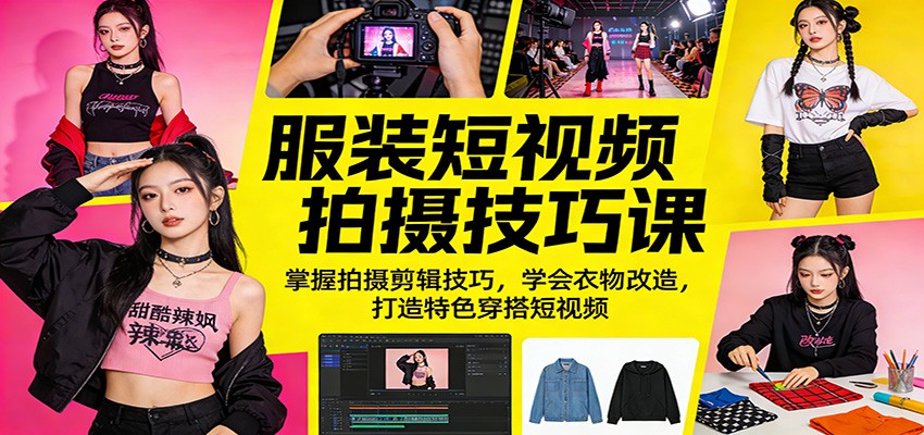 服装短视频拍摄技巧课:掌握拍摄剪辑技巧,学会衣物改造,打造特色穿搭短视频-皓哥创业笔记