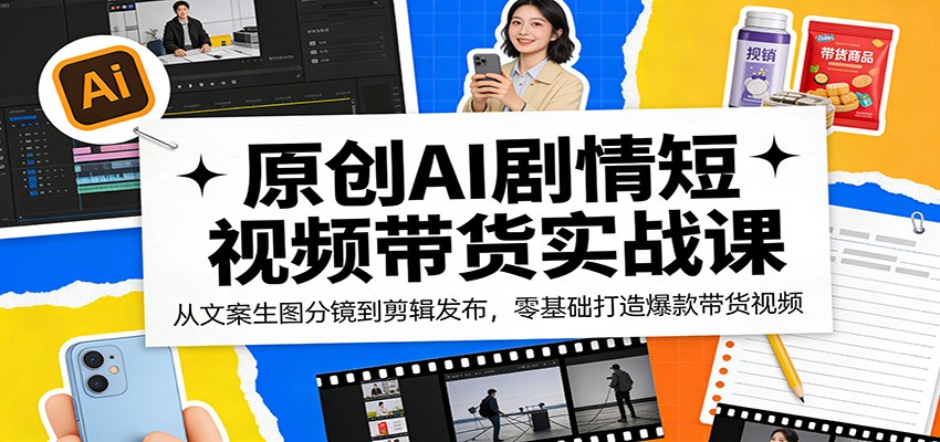 原创AI剧情短视频带货实战课：从文案生图分镜到剪辑发布，零基础打造爆款带货视频-凡人轻创