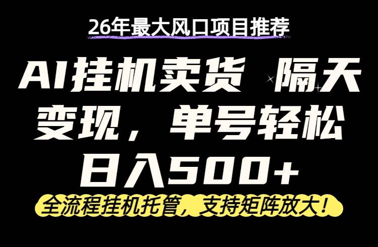 （17933期）26年最新AI挂机卖货，隔天出收益，单账号轻松日入500+-小白项目网