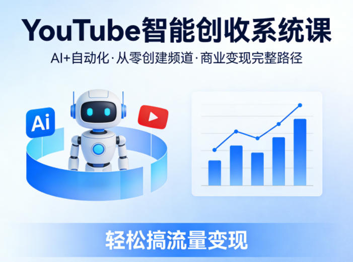 YouTube智能创收系统课，AI+自动化，从零创建YouTube频道并实现商业变现的完整路径，轻松搞流量变现-凡人轻创