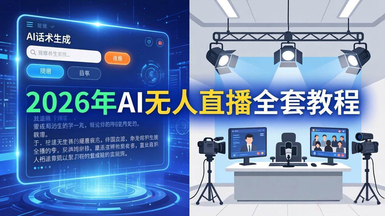 （17953期）2026年AI无人直播全套教程：OBS安装+软件配置+直播间搭建+话术生成+一键开播实操-优优云网创