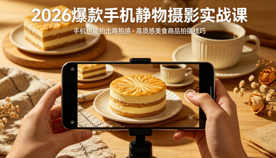2026爆款手机静物摄影实战课,手机也能拍出商拍感,学会拍出高质感美食商品 2026爆款手机静物摄影实战课,手机也能拍出商拍感,学会拍出高质感美食商品