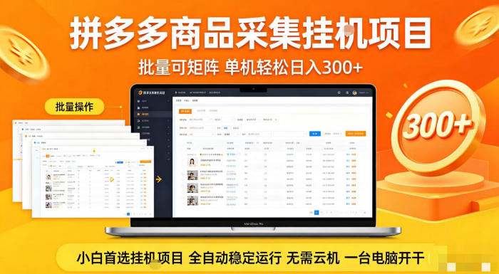 拼多多商品信息全自动采集项目，批量可矩阵，单机轻松日入300+，无需云机一台电脑开干【揭秘】-邪修侠 - 演示