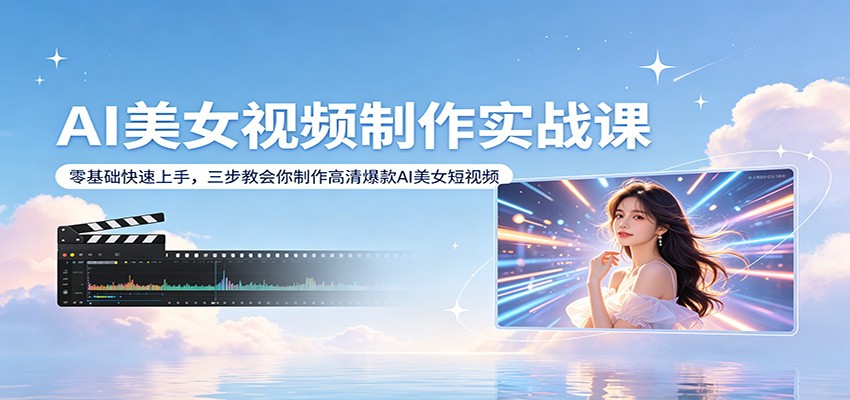 AI美女视频制作实战课：零基础快速上手，三步教会你制作高清爆款AI美女短视频-极栈网络