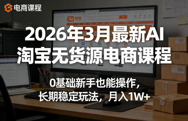 2026年3月最新AI淘宝无货源电商课程，0基础新手也能操作，长期稳定玩法，月入1W+（更新0410）-邪修侠 - 学院