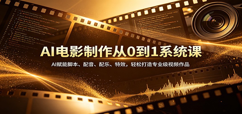 AI电影制作从0到1系统课：AI赋能脚本、配音、配乐、特效，轻松打造专业级视频作品-极栈网络