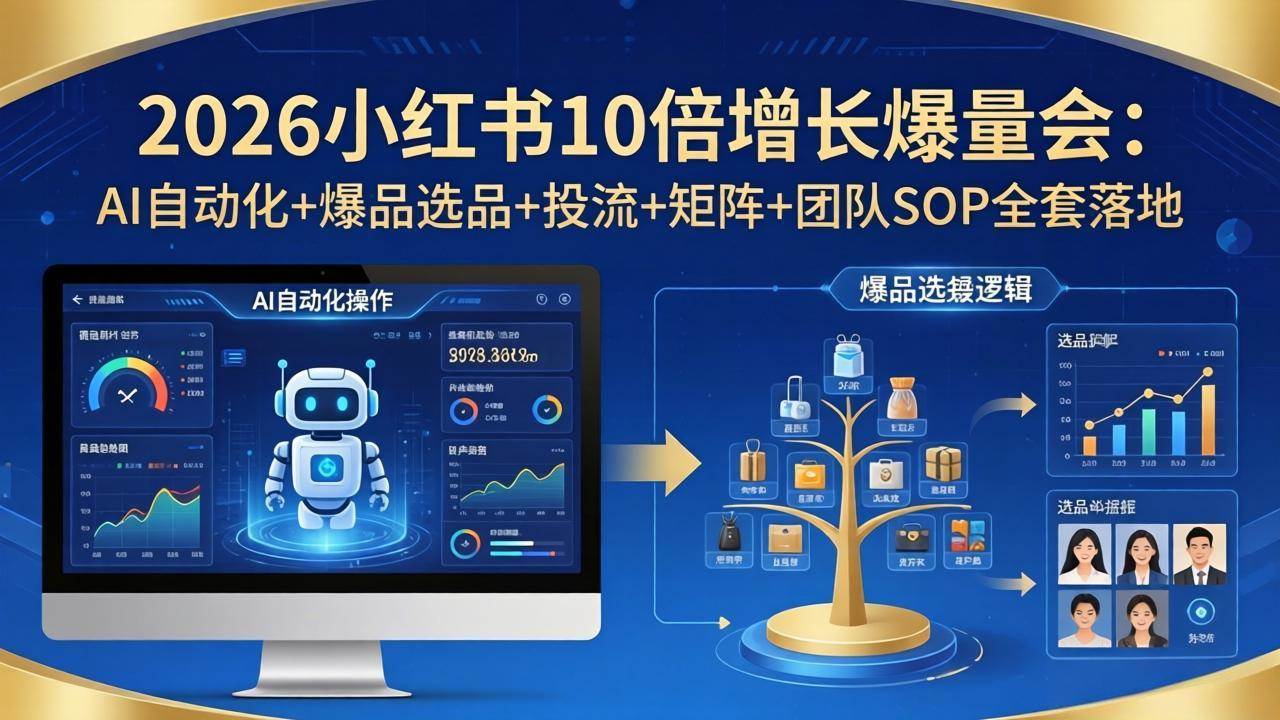 （17964期）2026小红书10倍增长爆量会：AI自动化+爆品选品+投流+矩阵+团队SOP全套落地-邪修侠 - 演示