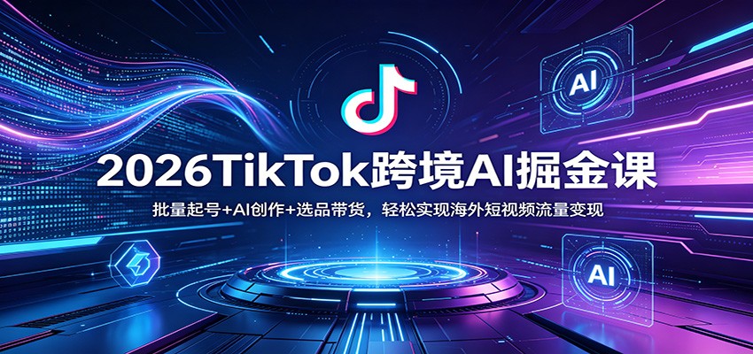 2026TikTok跨境AI掘金课:批量起号+AI创作+选品带货,轻松实现海外短视频流量变现-优优云网创
