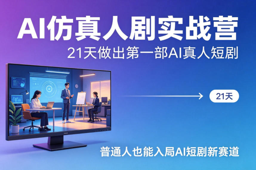 AI仿真人剧实战营，21天做出第一部AI真人短剧，普通人也能入局AI短剧新赛道-小白项目网