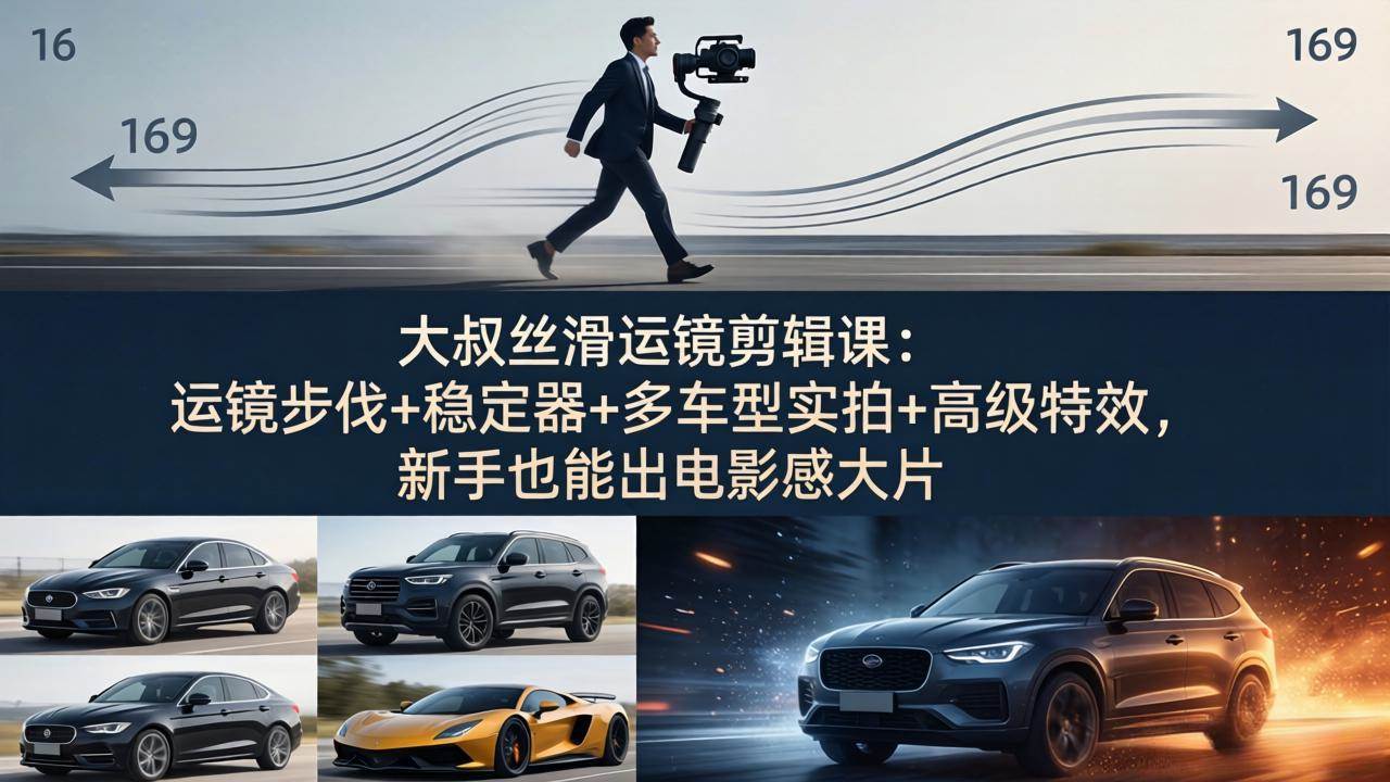 （18004期）大叔丝滑运镜剪辑课：运镜步伐+稳定器+多车型实拍+高级特效，新手也能出电影感大片_摸鱼资源网