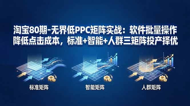 (17987期)淘宝80期-无界低PPC矩阵实战:软件批量操作降低点击成本,标准+智能+人群三矩阵投产择优 (17987期)淘宝80期-无界低PPC矩阵实战:软件批量操作降低点击成本,标准+智能+人群三矩阵投产择优