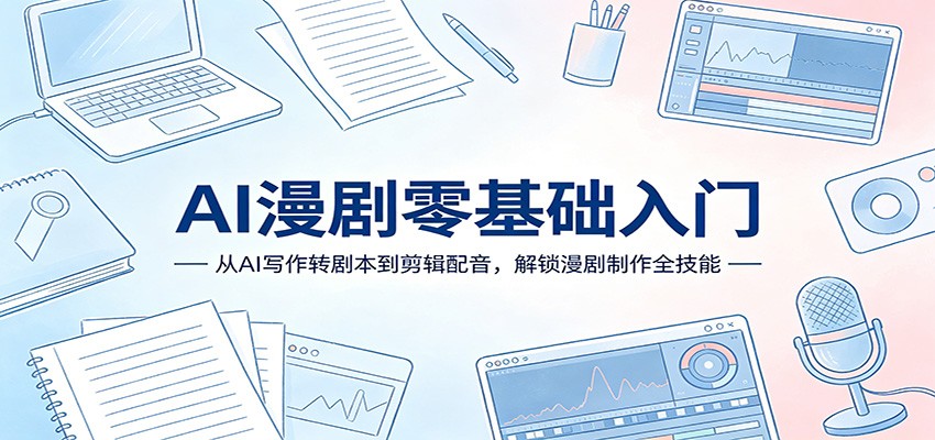 AI漫剧零基础入门：从AI写作转剧本到剪辑配音，解锁漫剧制作全技能-极栈网络