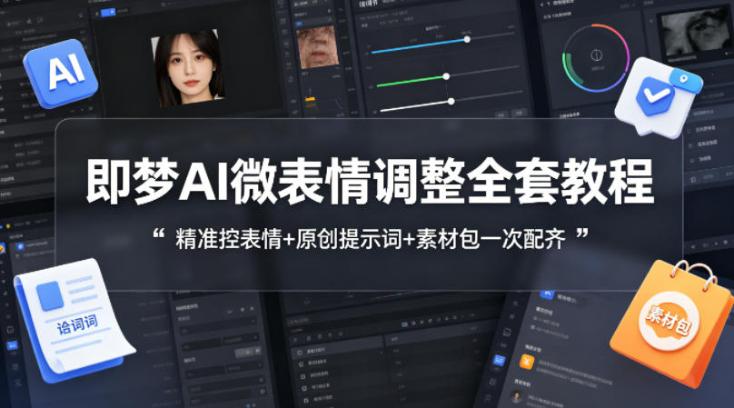 即梦AI微表情调整全套教程，精准控表情+原创提示词+素材包一次配齐-怪兽网创俱乐部