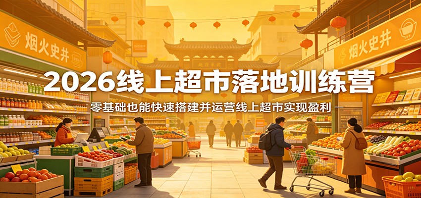 2026线上超市落地训练营，零基础也能快速搭建并运营线上超市实现盈利-选优云网创