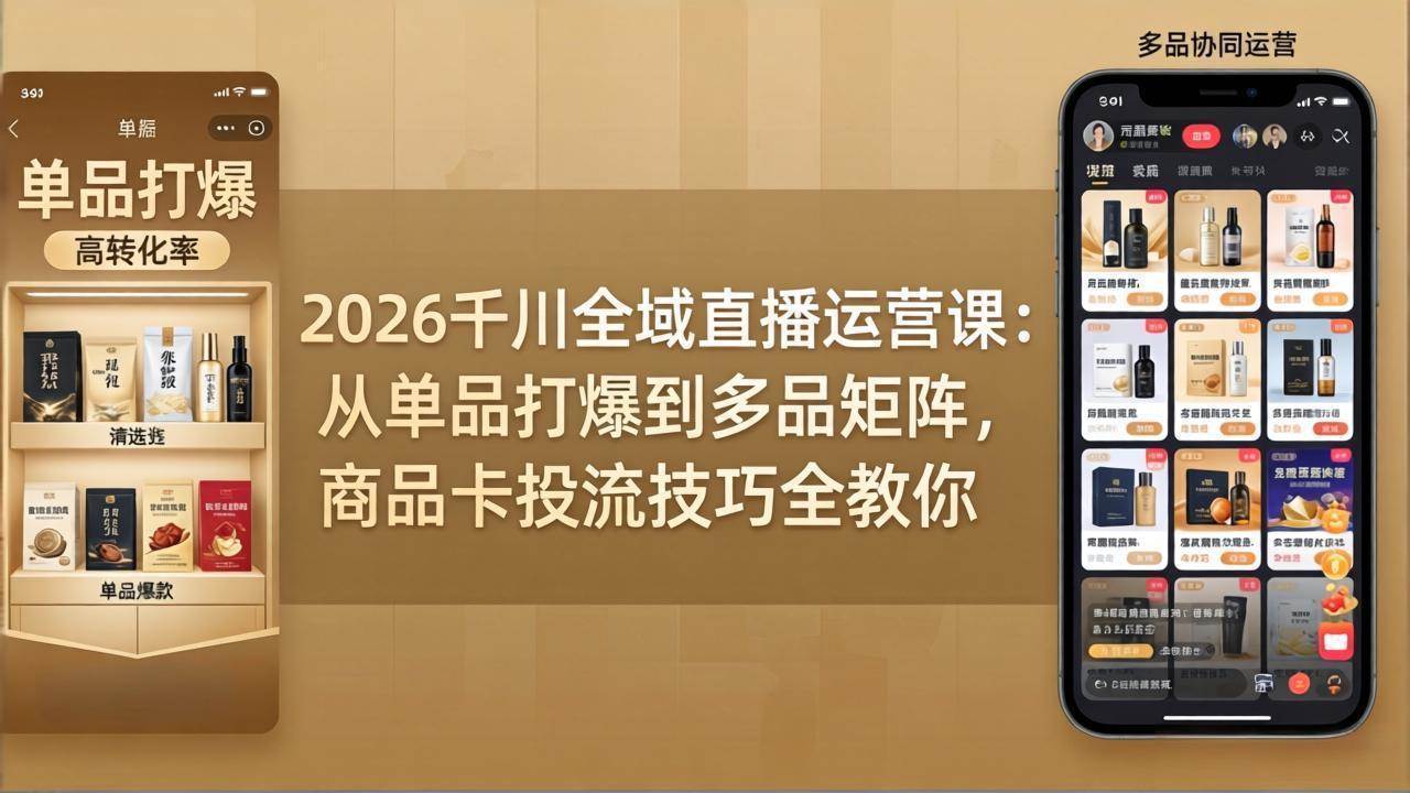 （18028期）2026千川全域直播运营课：从单品打爆到多品矩阵，商品卡投流技巧全教你-邪修侠 - 演示