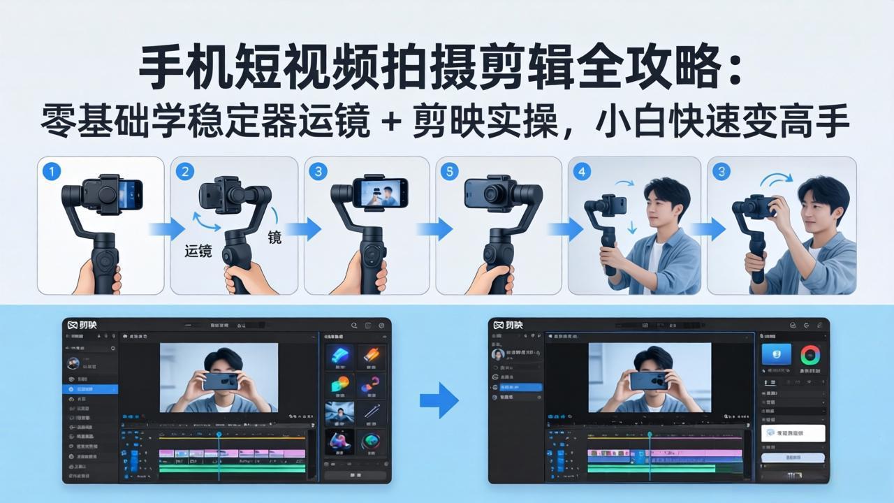 手机短视频拍摄剪辑全攻略：零基础学稳定器运镜 + 剪映实操，小白快速变高手-小小石博客