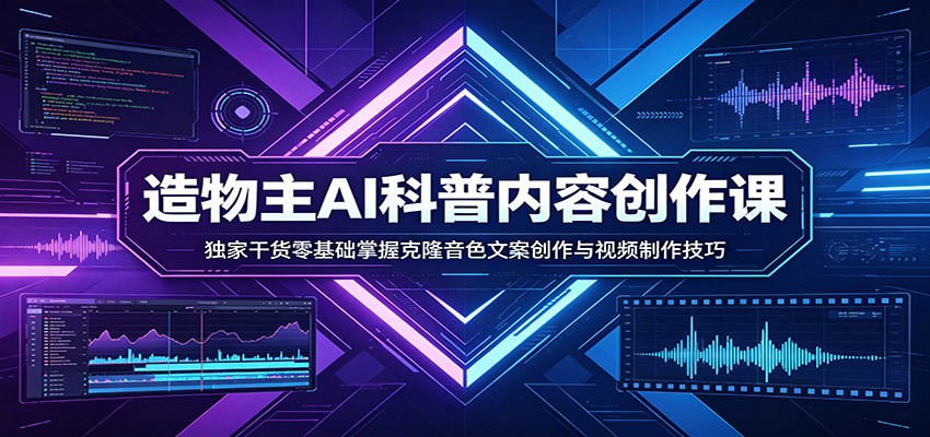 AI科普内容创作课：独家干货零基础掌握克隆音色文案创作与视频制作技巧-极栈网络